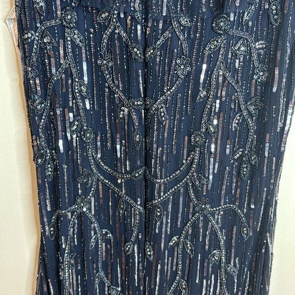 Mac Duggal embellished wrap gown with front slit in midnight size 16 dress - Picture 11 of 15